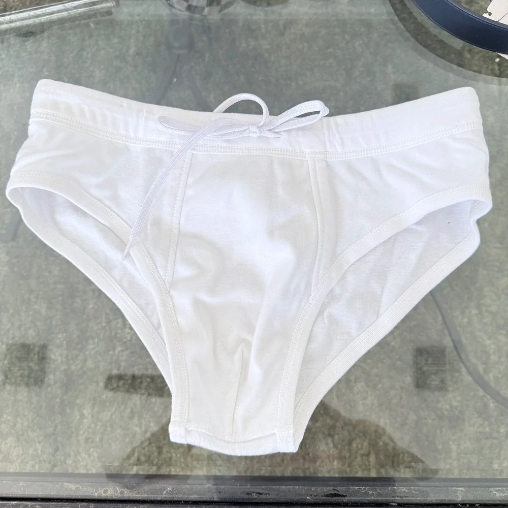 Prada Triangle white cotton drawstring briefs, SIZE 5 (Large)‎